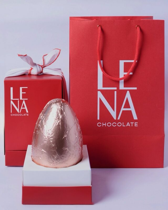 Sacola e caixa personalizadas Lena Chocolate - Gráfica Porto Belo